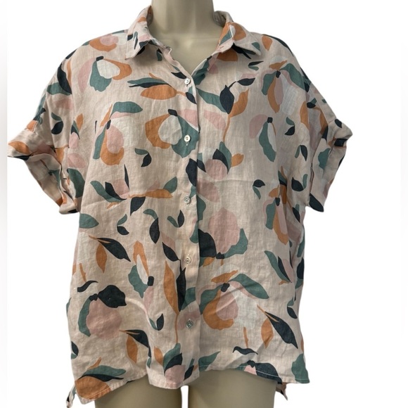 Rachel Zoe Tops - Rachel Zoe Women’s Abstract Floral Print Button-Down Shirt 100% Linen Size M